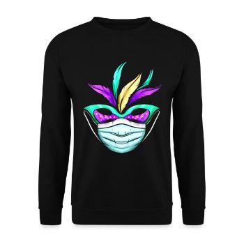 Green And Purple Masked Mask For Mardi Gras - Unisex Sweatshirt - black - Front - Alina (178cm) & Michal (187cm)