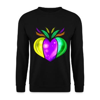 Yellow Golden, Purple And Green Heart For Mardi - Unisex Sweatshirt - black - Front - Alina (178cm) & Michal (187cm)