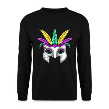White Mask With Feathers For Mardi Gras - Unisex Pullover - Schwarz - Vorne - Alina (178cm) & Michal (187cm)