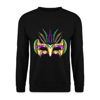 Yellow golden Mask For Mardi Gras - Unisex Sweatshirt - black - Front - Alina (178cm) & Michal (187cm)