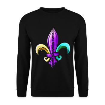 Golden, Purple And Green Fleur De Lis - Unisex Sweatshirt - black - Front - Alina (178cm) & Michal (187cm)