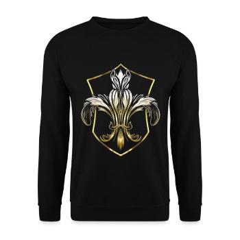 Armoiries d’or avec Fleur De Lis Mardi Gras - Sweat-shirt Unisexe - noir - Devant - Alina (178cm) & Michal (187cm)