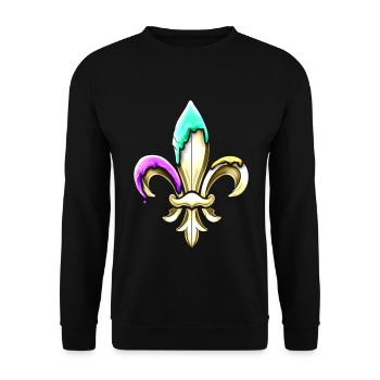 Fleur de lys dorée avec vert pourpre et or - Sweat-shirt Unisexe - noir - Devant - Alina (178cm) & Michal (187cm)