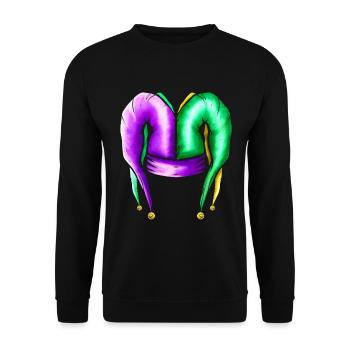 Jester Hat for Mardi Gras - Unisex Sweatshirt - black - Front - Alina (178cm) & Michal (187cm)