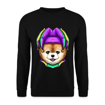 Cute Bear with Jester Hat for Mardi Gras - Unisex Sweatshirt - black - Front - Alina (178cm) & Michal (187cm)