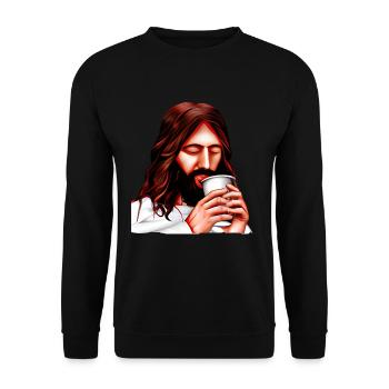 Jesus mochte Kaffee - Unisex Pullover - Schwarz - Vorne - Alina (178cm) & Michal (187cm)