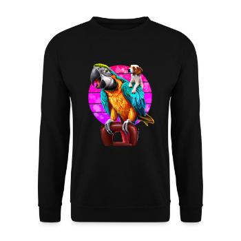 Macaw und Beagle Freundschaft - Unisex Pullover - Schwarz - Vorne - Alina (178cm) & Michal (187cm)