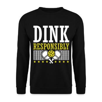Dink Responsibly Pickleball Paddle Sports Game - Unisex Sweatshirt - black - Front - Alina (178cm) & Michal (187cm)