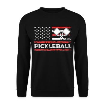 Pickleball American Paddle Sports Flag - Sweat-shirt Unisexe - noir - Devant - Alina (178cm) & Michal (187cm)