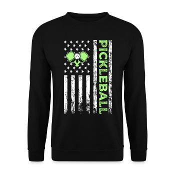 Pickleball American Paddle Sports Flag - Sweat-shirt Unisexe - noir - Devant - Alina (178cm) & Michal (187cm)