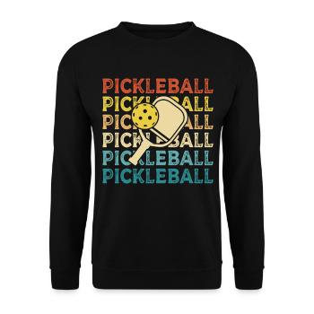 Pickleball Paddle Sports Ballspiel Spieler - Unisex Pullover - Schwarz - Vorne - Alina (178cm) & Michal (187cm)
