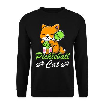 Pickleball Katze Paddel Sport Spiel Spieler - Unisex Pullover - Schwarz - Vorne - Alina (178cm) & Michal (187cm)