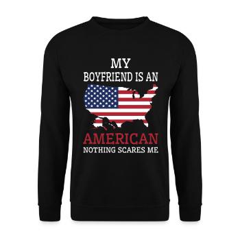 Rien ne me fait peur Mon copain est américain - Sweat-shirt Unisexe - noir - Devant - Alina (178cm) & Michal (187cm)