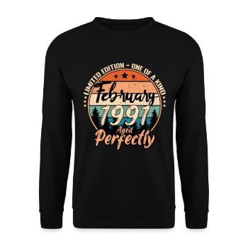 Februar 1991 Jubiläum 1991 Legenden Februar - Unisex Pullover - Schwarz - Vorne - Alina (178cm) & Michal (187cm)