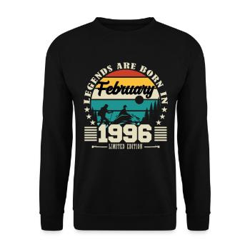 February 1996. Birthday gift February 1996. - Unisex Sweatshirt - black - Front - Alina (178cm) & Michal (187cm)