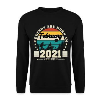 février 2021. Cadeau d'anniversaire février 2021. - Sweat-shirt Unisexe - noir - Devant - Alina (178cm) & Michal (187cm)