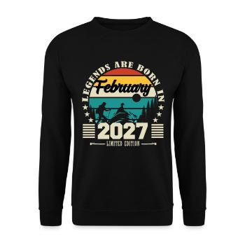 Februar 2027. Geburtstagsgeschenk Februar 2027. - Unisex Pullover - Schwarz - Vorne - Alina (178cm) & Michal (187cm)