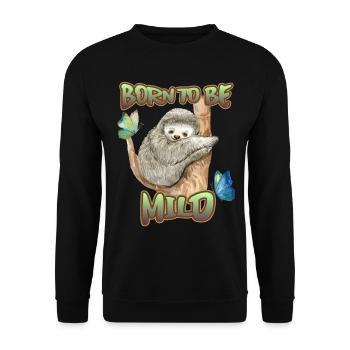 Sloth, funny saying, born-to-be-mild - Unisex Sweatshirt - black - Front - Alina (178cm) & Michal (187cm)