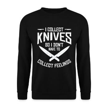 Messersammler Messer Sammeln - Unisex Pullover - Schwarz - Vorne - Alina (178cm) & Michal (187cm)