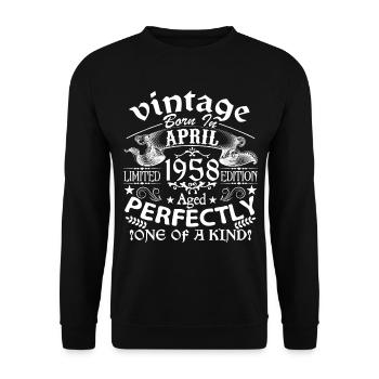 Avril 1958 | anniversaire 1958 Vintage Avril - Sweat-shirt Unisexe - noir - Devant - Alina (178cm) & Michal (187cm)