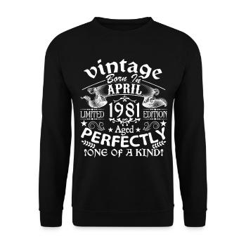 Avril 1981 | anniversaire 1981 Vintage Avril - Sweat-shirt Unisexe - noir - Devant - Alina (178cm) & Michal (187cm)