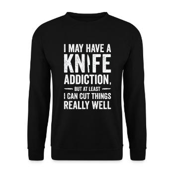 Messersammler Messer Sammeln - Unisex Pullover - Schwarz - Vorne - Alina (178cm) & Michal (187cm)
