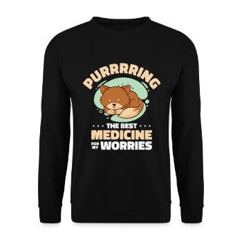 Best Medicine Purring Cat Positivity Cat Lover - Unisex Sweatshirt - black - Front - Alina (178cm) & Michal (187cm)