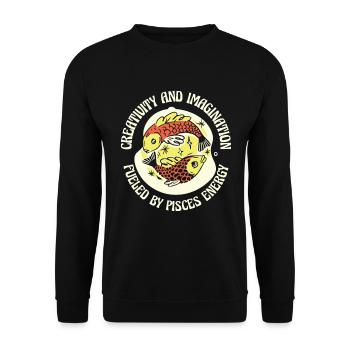 Fische Energie Kreativität Astrologie Imagination - Unisex Pullover - Schwarz - Vorne - Alina (178cm) & Michal (187cm)