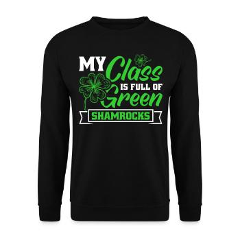 Ma classe est pleine de trèfles verts pour la Saint-Patrick - Sweat-shirt Unisexe - noir - Devant - Alina (178cm) & Michal (187cm)