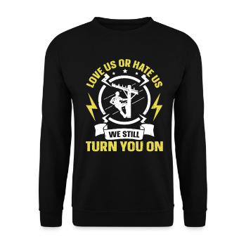 Nous vous allumons toujours électricien - Sweat-shirt Unisexe - noir - Devant - Alina (178cm) & Michal (187cm)