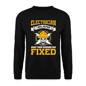 Nous vous allumons toujours électricien - Sweat-shirt Unisexe - noir - Devant - Alina (178cm) & Michal (187cm)