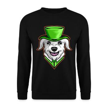 Irish Wolfhound avec Green Hat Neckerchief St - Sweat-shirt Unisexe - noir - Devant - Alina (178cm) & Michal (187cm)