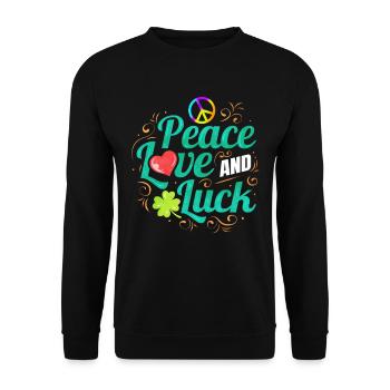 Shamrock Peace Love And Luck le jour de la Saint-Patrick - Sweat-shirt Unisexe - noir - Devant - Alina (178cm) & Michal (187cm)