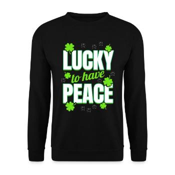Les trèfles ont de la chance d’avoir la paix sur St - Sweat-shirt Unisexe - noir - Devant - Alina (178cm) & Michal (187cm)