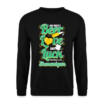 Bière Amour Et Chance Et Manigance Sur St Patrick - Sweat-shirt Unisexe - noir - Devant - Alina (178cm) & Michal (187cm)