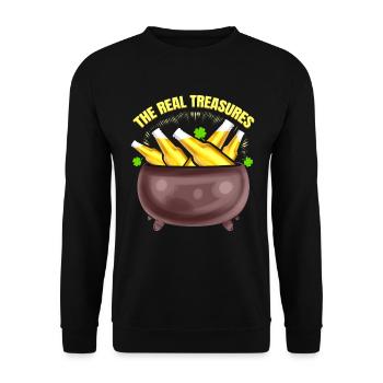 Beer Is The Real Treasure Pot Of Gold On St - Unisex Sweatshirt - black - Front - Alina (178cm) & Michal (187cm)