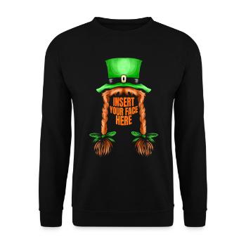Green Hat, Red Braids, Insert Your Face Here St - Unisex Sweatshirt - black - Front - Alina (178cm) & Michal (187cm)
