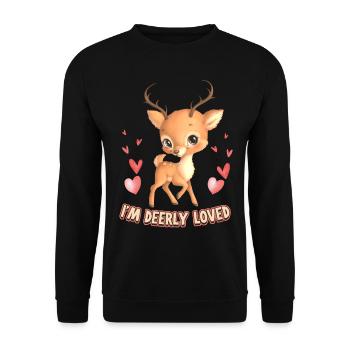 Faon, petit cerf, cerf kawaii, dicton, jeu de mots - Sweat-shirt Unisexe - noir - Devant - Alina (178cm) & Michal (187cm)