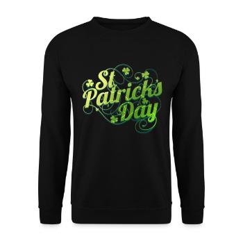 Shamrocks And Ornaments Logo For St Patricks Day - Unisex Pullover - Schwarz - Vorne - Alina (178cm) & Michal (187cm)