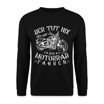 Biker Motorrad fahren Motorrad für Bikerin - Unisex Pullover - Schwarz - Vorne - Alina (178cm) & Michal (187cm)