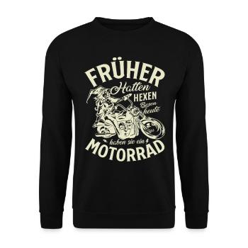 Biker Motorrad fahren Motorrad für Bikerin - Unisex Pullover - Schwarz - Vorne - Alina (178cm) & Michal (187cm)