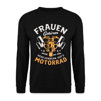 Biker Motorrad fahren Motorrad für Bikerin - Unisex Pullover - Schwarz - Vorne - Alina (178cm) & Michal (187cm)