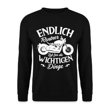Biker Motorrad Rentner Motorrad für Bikerin - Unisex Pullover - Schwarz - Vorne - Alina (178cm) & Michal (187cm)