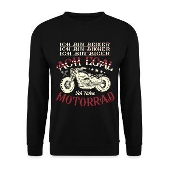Biker Motorrad fahren Motorrad für Bikerin - Unisex Pullover - Schwarz - Vorne - Alina (178cm) & Michal (187cm)