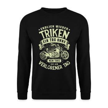 Drift Trike Dreirad Motorrrad Trike für einen - Unisex Pullover - Schwarz - Vorne - Alina (178cm) & Michal (187cm)