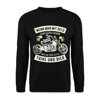 Drift Trike Dreirad Motorrrad Trike für einen - Unisex Pullover - Schwarz - Vorne - Alina (178cm) & Michal (187cm)