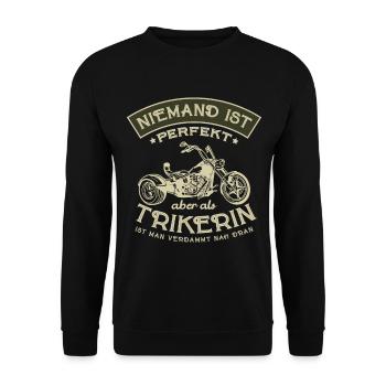 Drift Trike Dreirad Motorrrad Trike für einen - Unisex Pullover - Schwarz - Vorne - Alina (178cm) & Michal (187cm)