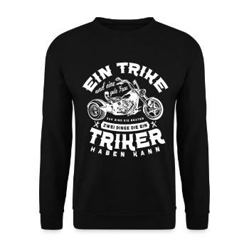 Drift Trike Dreirad Motorrrad Trike für einen - Unisex Pullover - Schwarz - Vorne - Alina (178cm) & Michal (187cm)