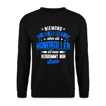 Handballspiel Handballerin Handball für einen - Unisex Pullover - Schwarz - Vorne - Alina (178cm) & Michal (187cm)