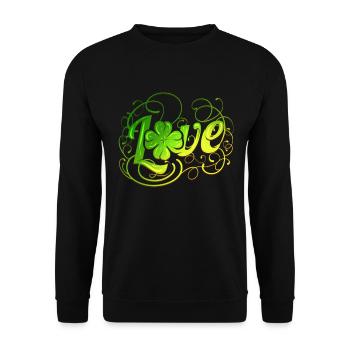 Green Love Logo With A Four Leaf Clover For St - Unisex Pullover - Schwarz - Vorne - Alina (178cm) & Michal (187cm)